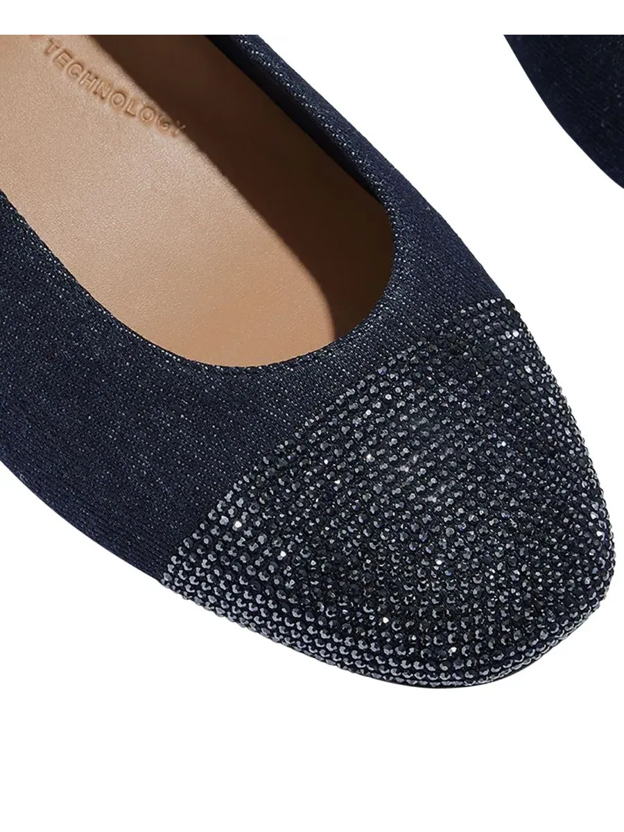 Женские джинсовые балетки Delicato Crystal Cap-Toe FitFlop — изображение 5 из 7, темный джинсовый синий