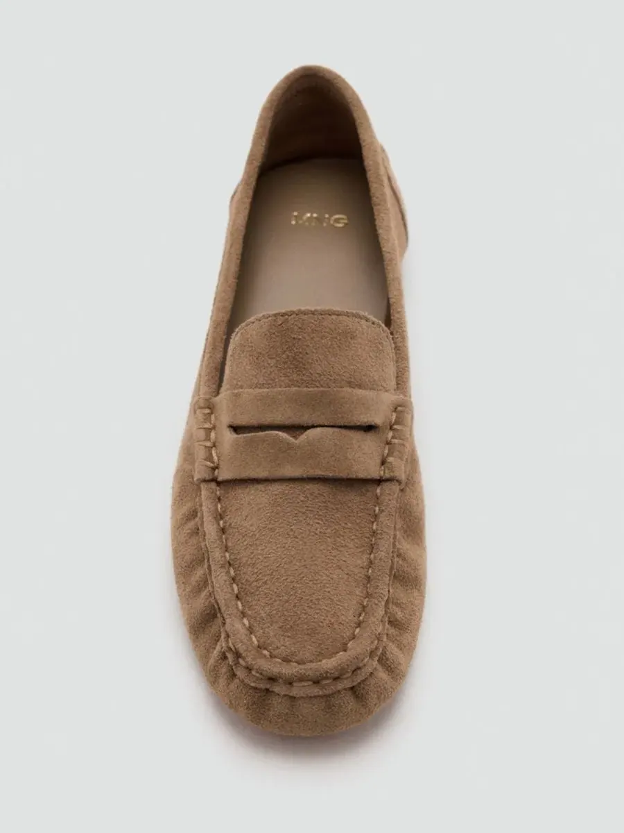Женские лоферы из замши с мысом, модель Penny Loafers MANGO — изображение 2 из 4, коричневый