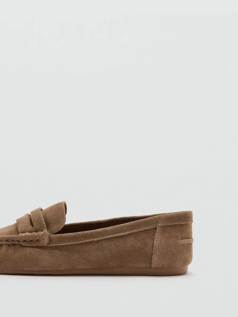Женские лоферы из замши с мысом, модель Penny Loafers MANGO — изображение 3 из 4, коричневый