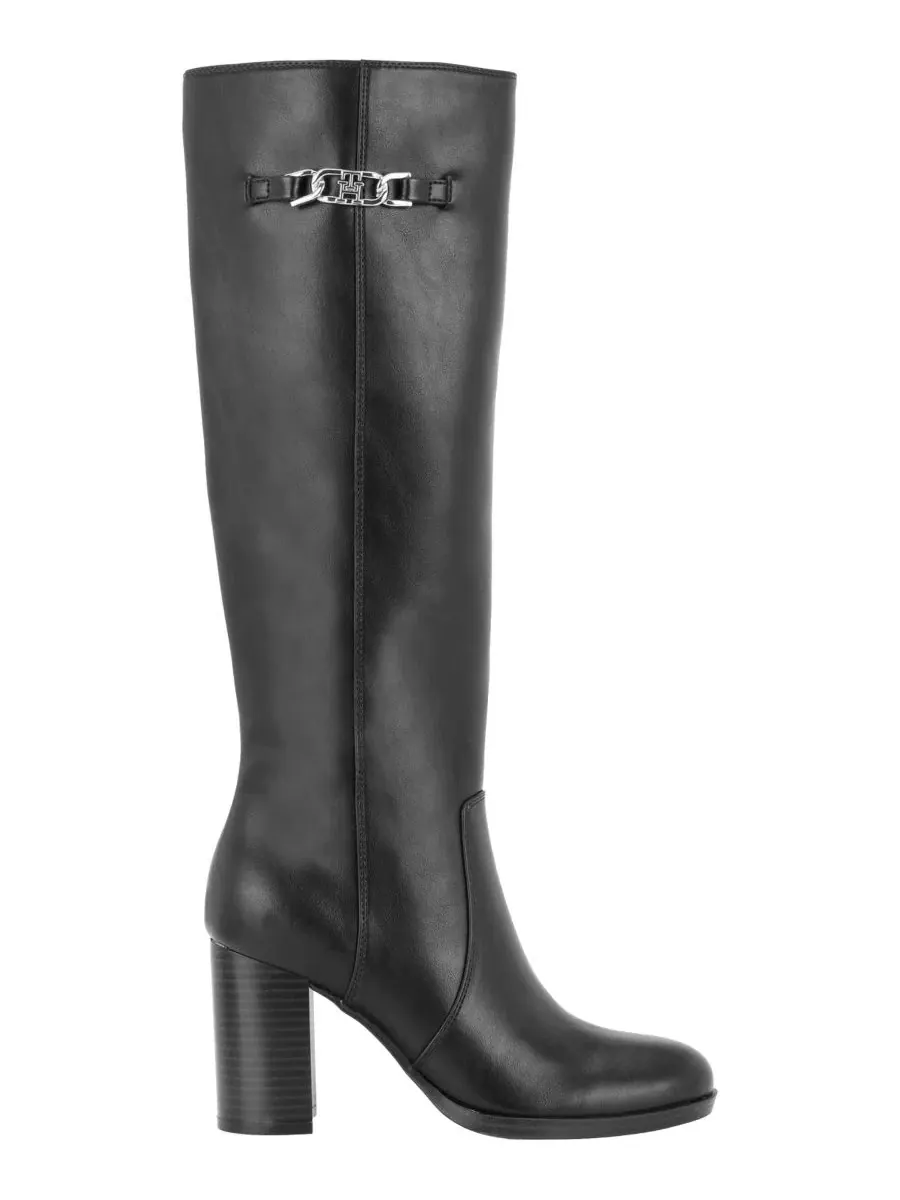 Сапоги женские на высоком каблуке Poura Block Heel Tall Dress Tommy Hilfiger — изображение 2 из 5, черный