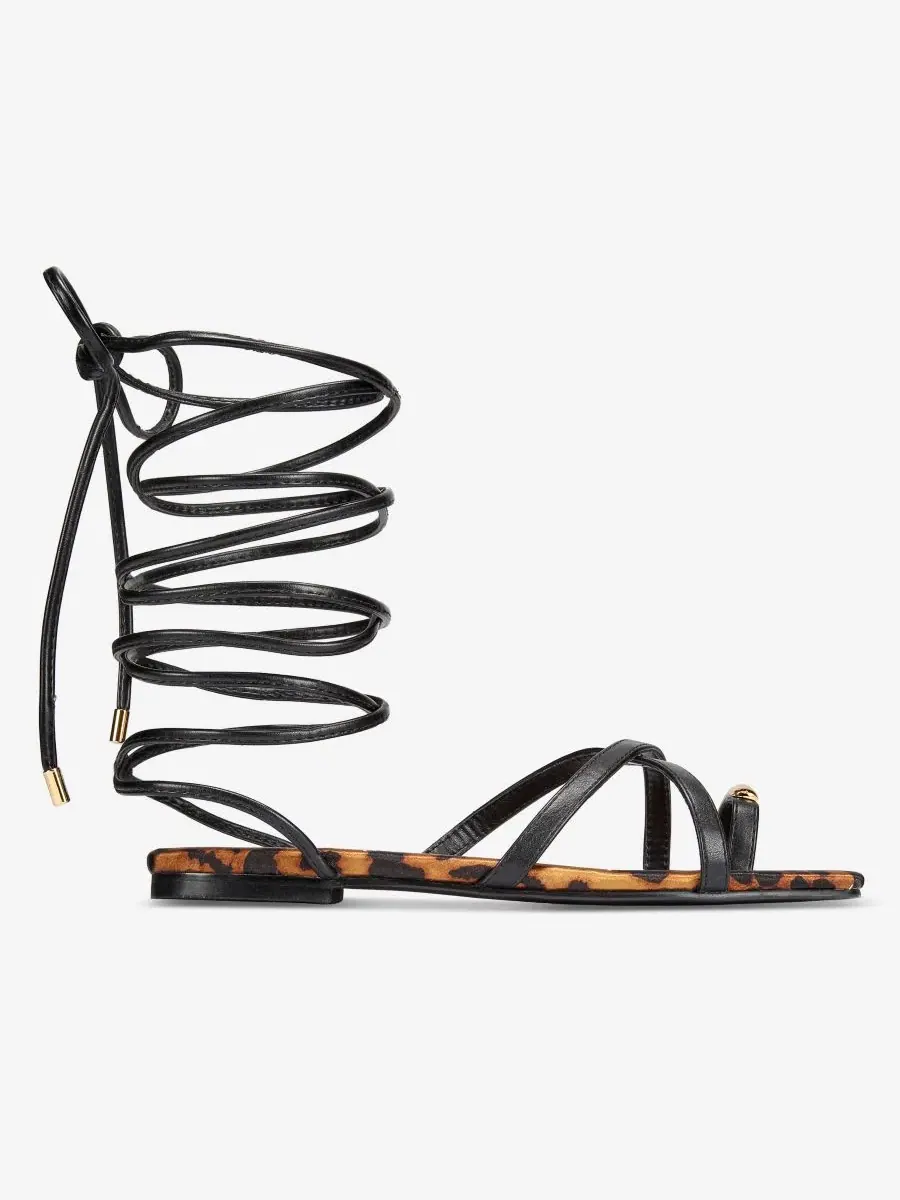 Женские сандалии на шнуровке Peyton - широкий размерный ряд в наличии SMASH Shoes — изображение 2 из 6, леопардовый