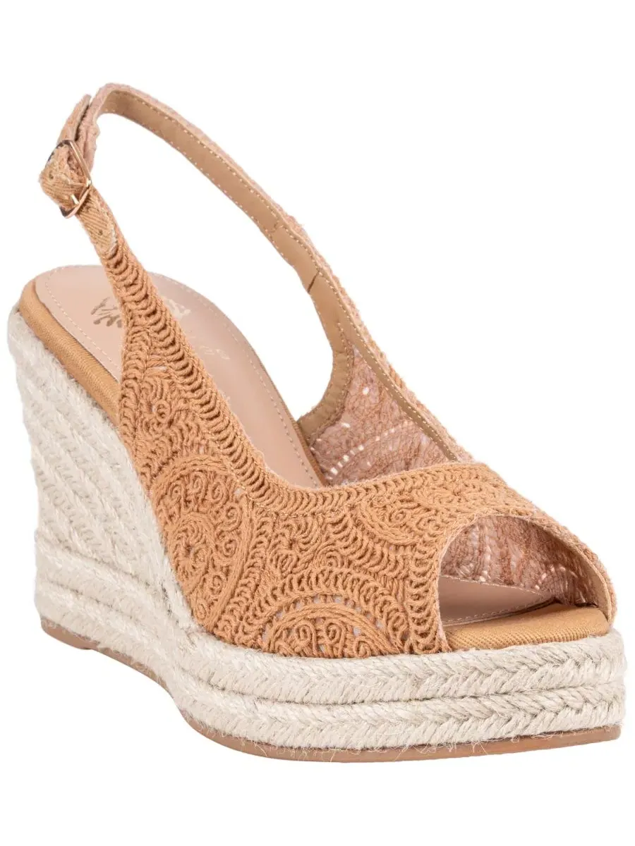 Женские босоножки-эспадрильи на танкетке с вязаным верхом Bowery Crochet GC Shoes — изображение 1 из 5, бежевый