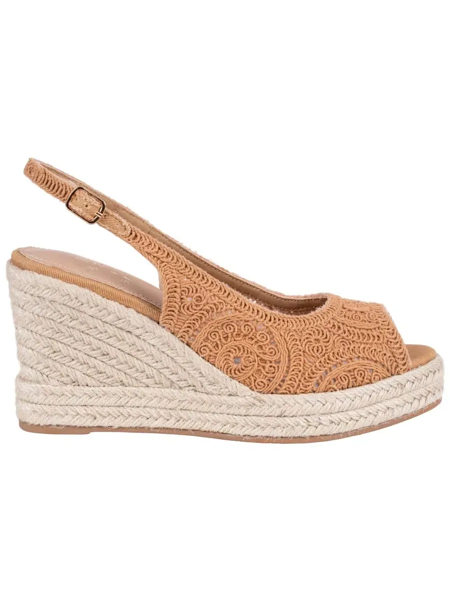 Женские босоножки-эспадрильи на танкетке с вязаным верхом Bowery Crochet GC Shoes — изображение 2 из 5, бежевый