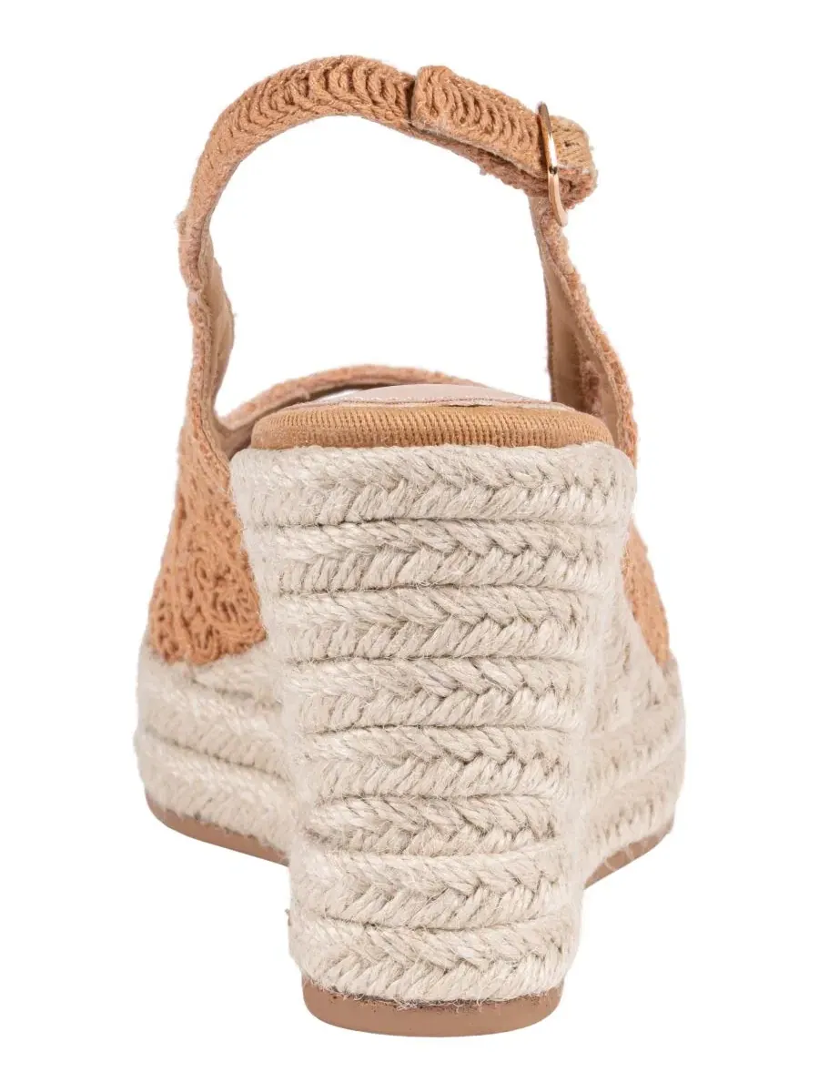 Женские босоножки-эспадрильи на танкетке с вязаным верхом Bowery Crochet GC Shoes — изображение 3 из 5, бежевый