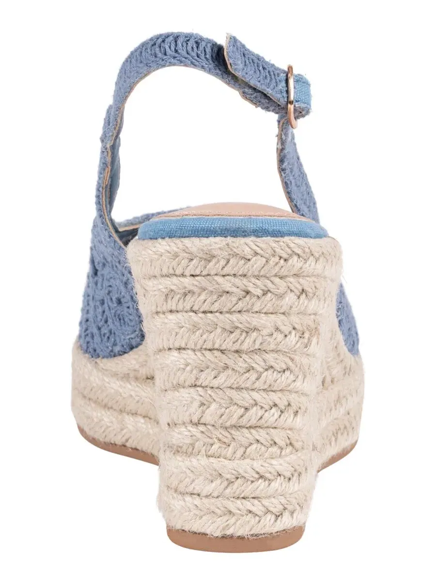 Босоножки-эспадрильи на танкетке Bowery Crochet GC Shoes — изображение 3 из 5, синий