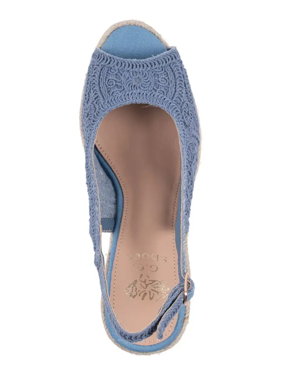 Босоножки-эспадрильи на танкетке Bowery Crochet GC Shoes — изображение 4 из 5, синий