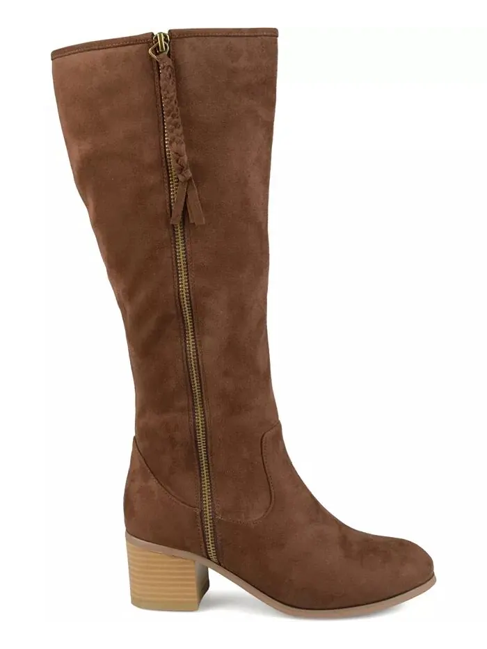 Женские сапоги Sanora Wide Calf Stacked Heel Mid Shaft Journee Collection — изображение 7 из 12, коричневый