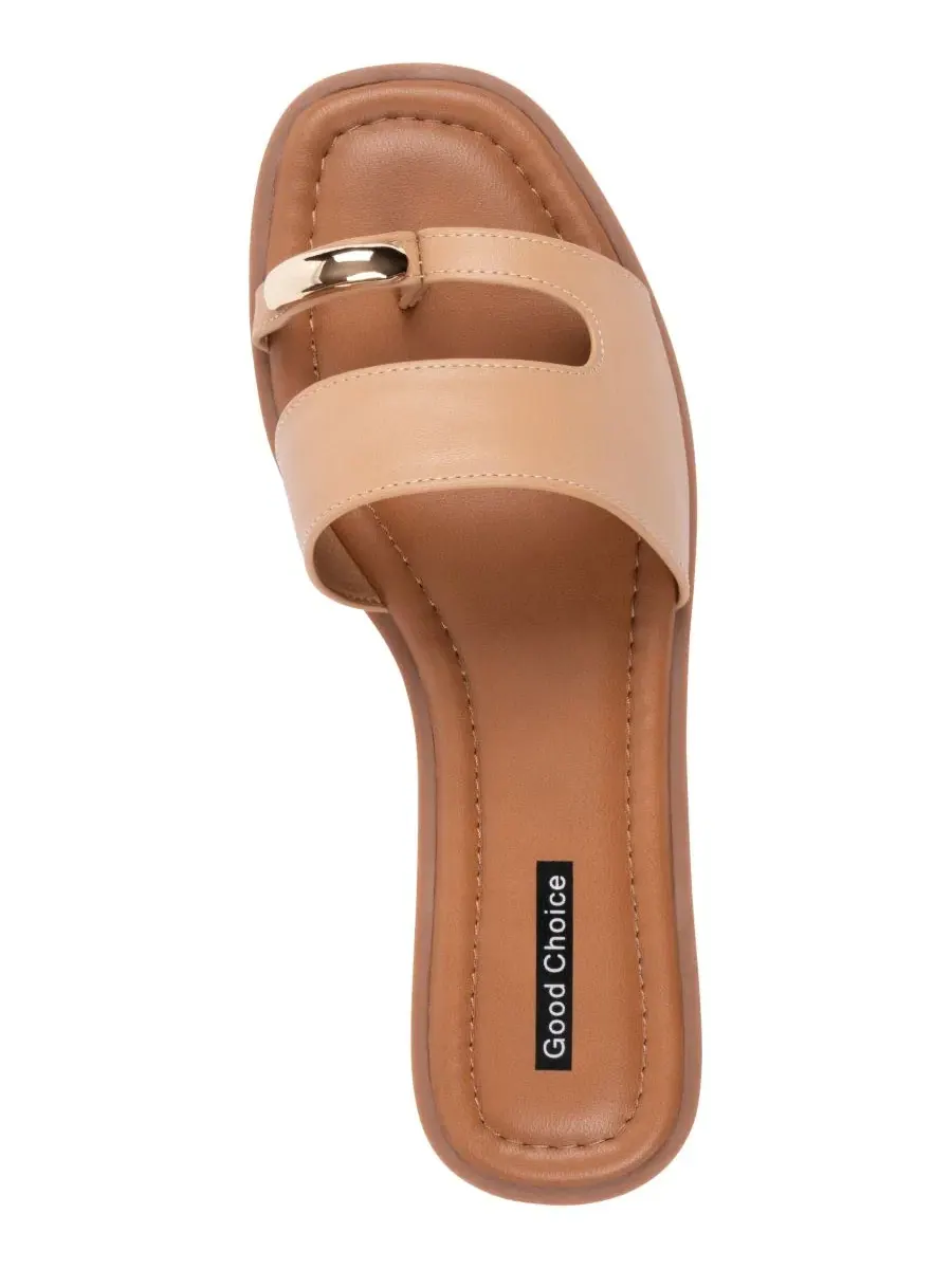 Женские сандалии-слайды Halie Toe Ring Slide GC Shoes — изображение 4 из 5, бежевый
