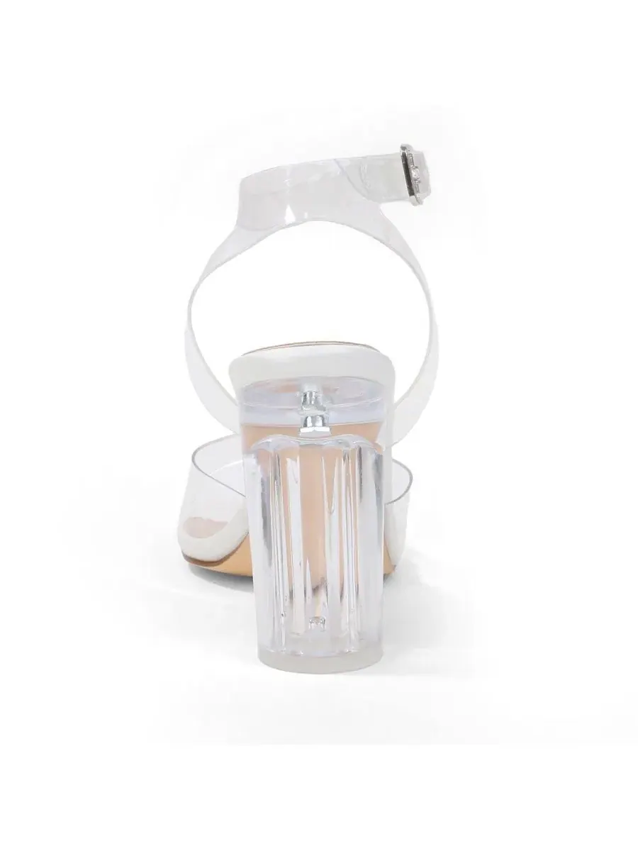 Босоножки с прозрачными ремешками и каблуком-блок Navi Clear Strap and Block Heel BERNESS — изображение 3 из 5, белый