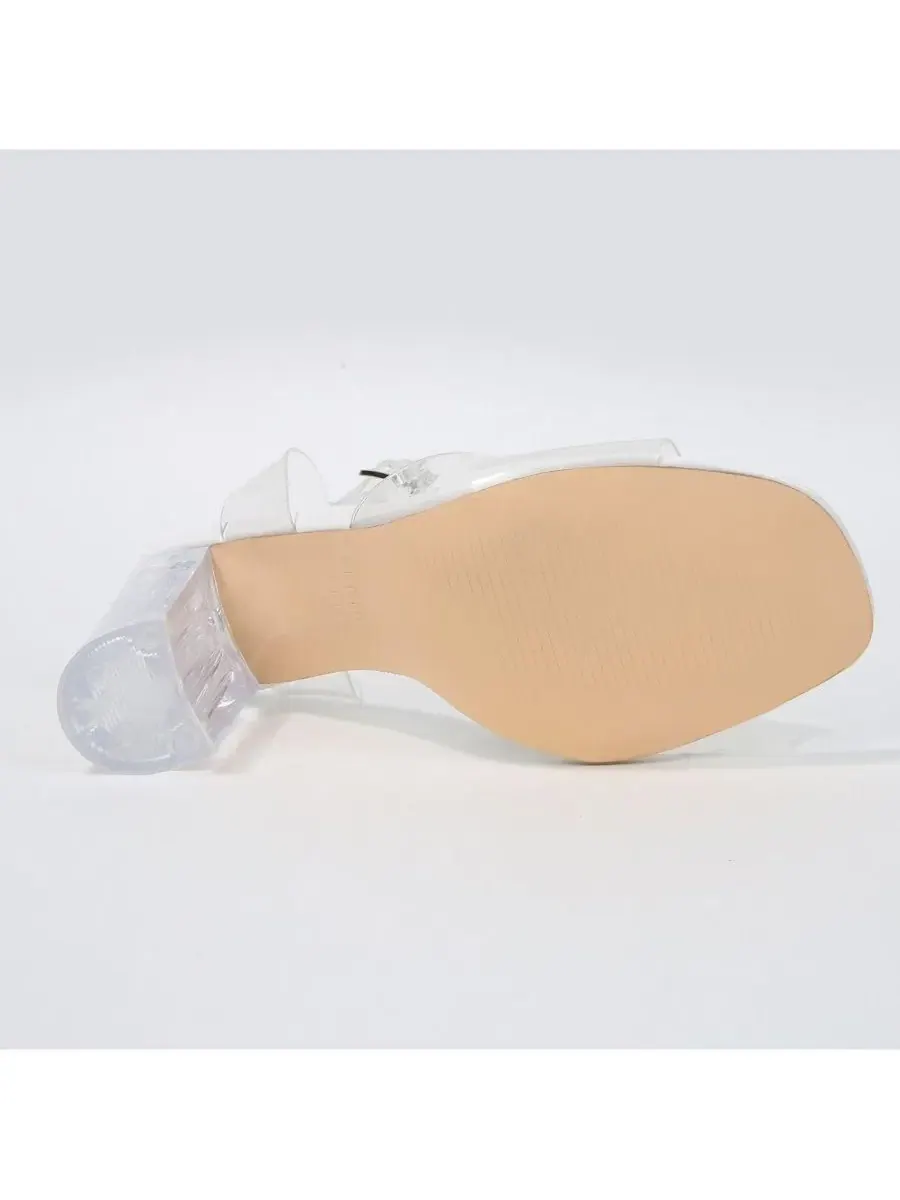 Босоножки с прозрачными ремешками и каблуком-блок Navi Clear Strap and Block Heel BERNESS — изображение 5 из 5, белый