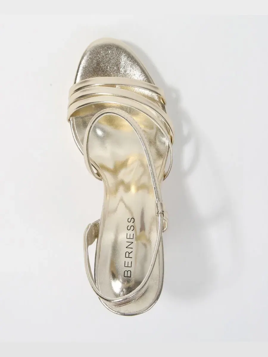 Босоножки на платформе с каблуком-рюмкой Gita Patent Strappy Flare Heel Platform Sandals BERNESS — изображение 4 из 6, золото