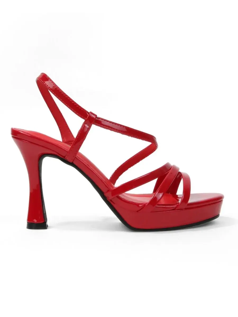 Женские босоножки с платформой Gita Patent Strappy Flare Heel BERNESS — изображение 2 из 6, красный