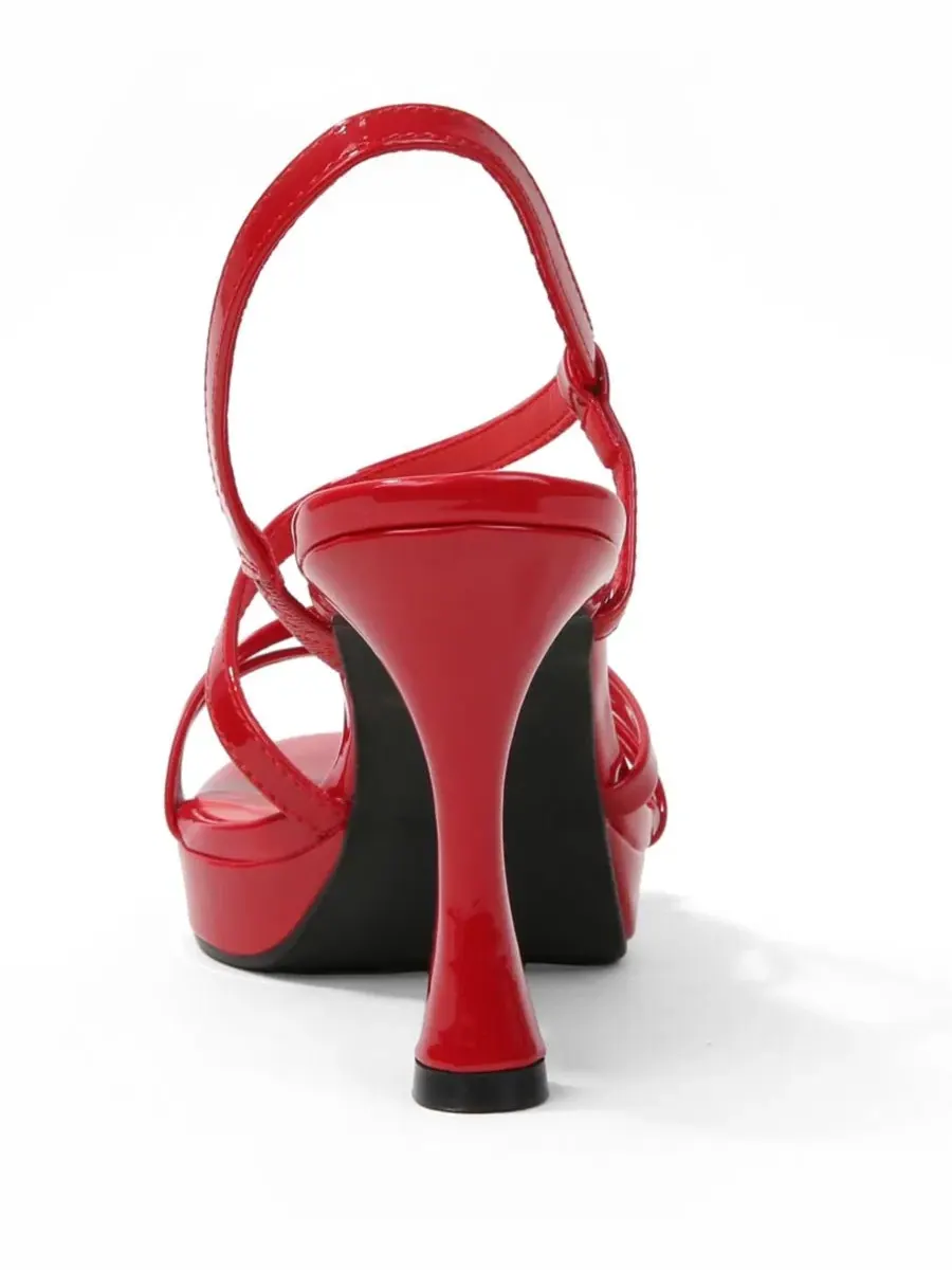 Женские босоножки с платформой Gita Patent Strappy Flare Heel BERNESS — изображение 3 из 6, красный