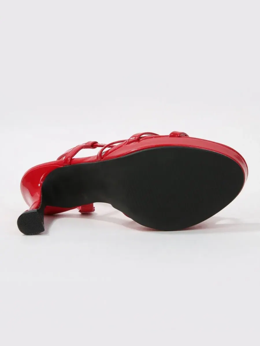 Женские босоножки с платформой Gita Patent Strappy Flare Heel BERNESS — изображение 5 из 6, красный