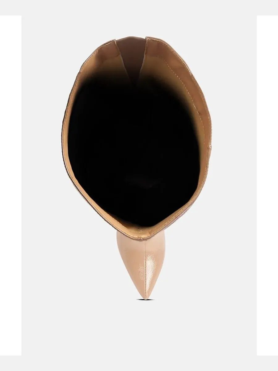 Женские лакированные сапоги Minkles на тонком каблуке из искусственной кожи London Rag — изображение 5 из 6, светлый бежевый