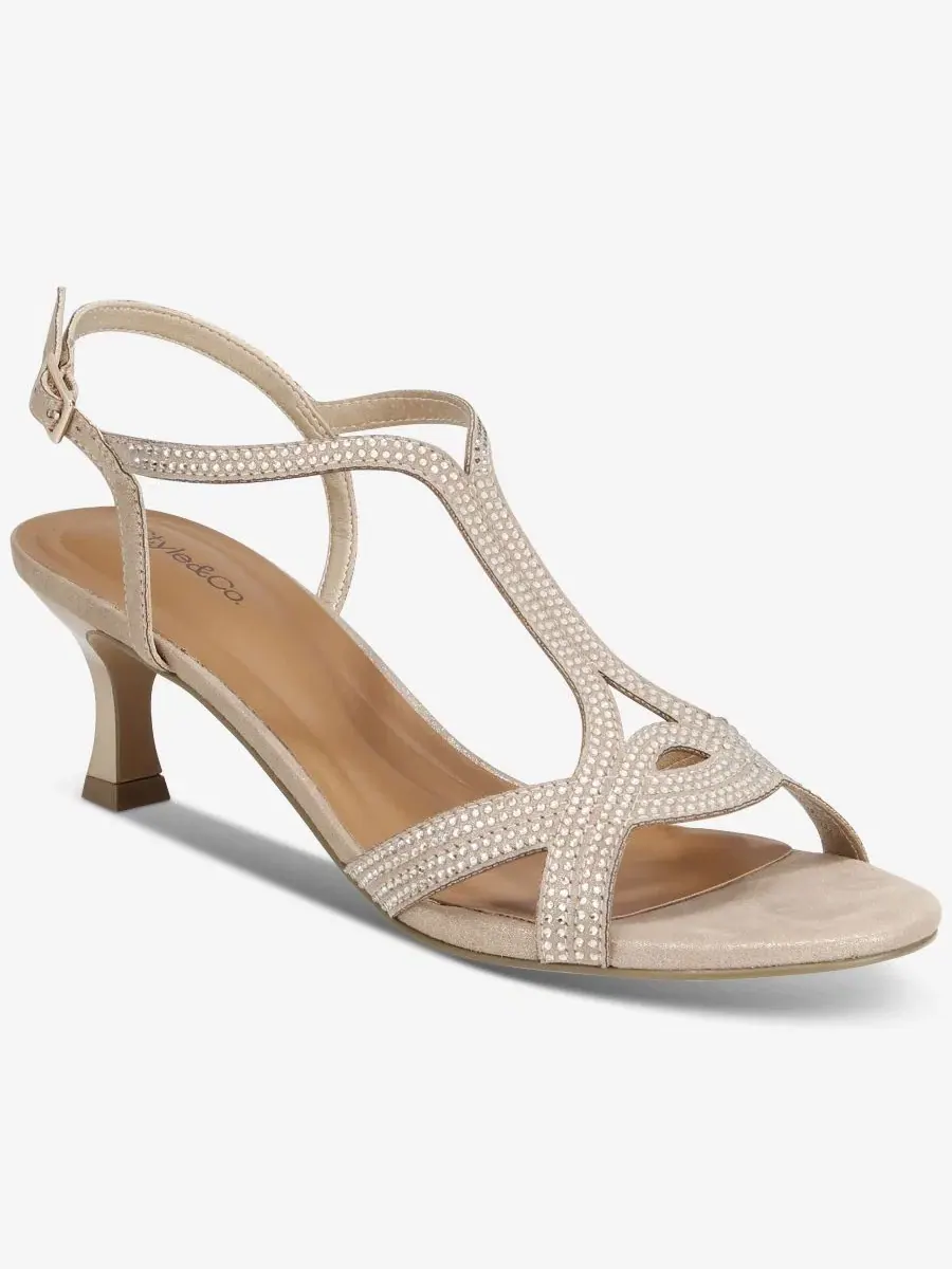Босоножки на каблуке-рюмочке Ginnyy Evening Style & Co — изображение 7 из 11, платиновый