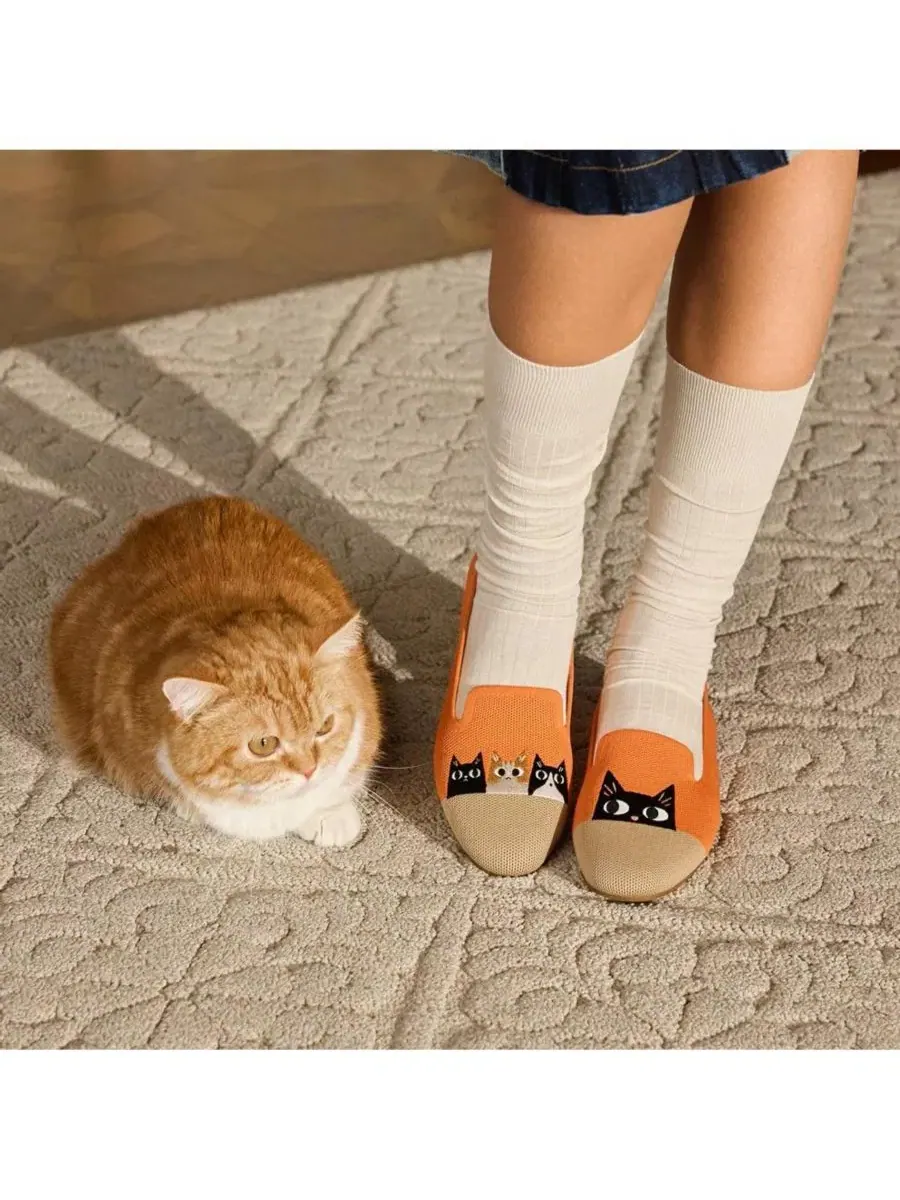 Женские лоферы с вышивкой, модель Audrey VIVAIA, Apricot/Nude - Rural Cat — изображение 6 из 6, бежевый