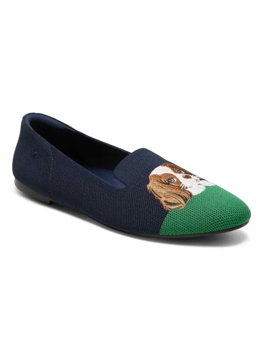Женские лоферы с вышивкой, модель Audrey Round-Toe Slip-on Embroidered Loafers VIVAIA — изображение 2 из 6