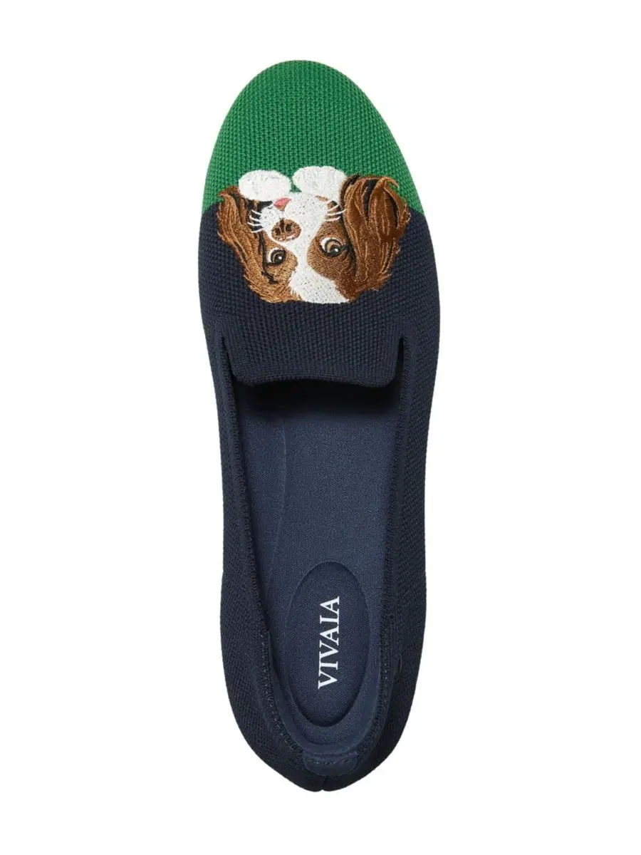 Женские лоферы с вышивкой, модель Audrey Round-Toe Slip-on Embroidered Loafers VIVAIA — изображение 4 из 6