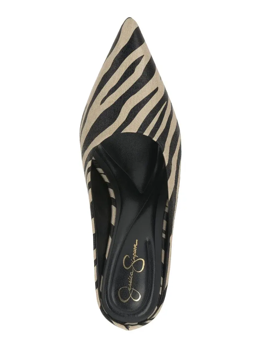 Мюли на каблуке-шпильке с острым мысом Wilix Jessica Simpson, Bone Combo Zebra — изображение 4 из 5