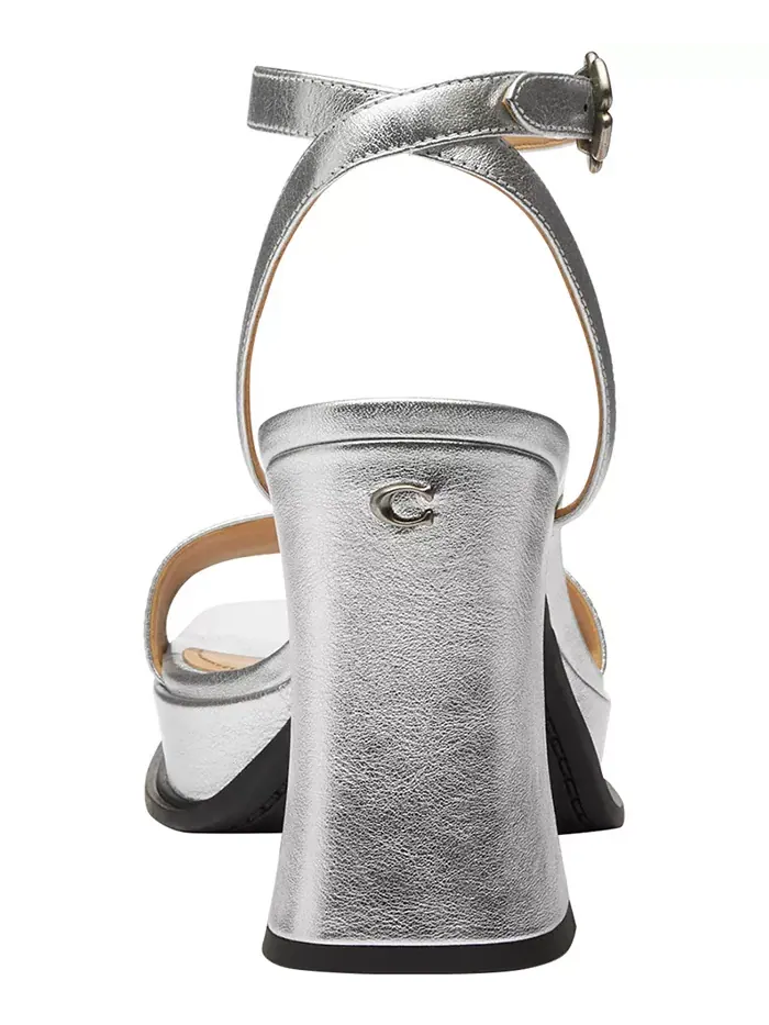 Женские босоножки Tea Rose с квадратным носком на платформе Coach — изображение 3 из 6, серебряный