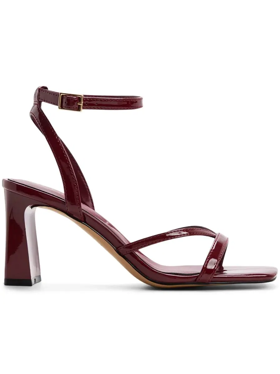 Босоножки на каблуке с регулируемым ремешком, модель Stellare Square Toe ALDO — изображение 2 из 5, темный красный