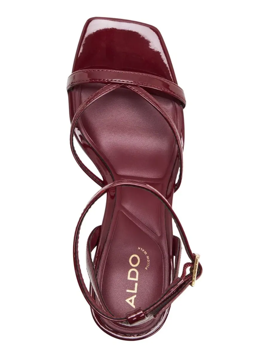 Босоножки на каблуке с регулируемым ремешком, модель Stellare Square Toe ALDO — изображение 4 из 5, темный красный