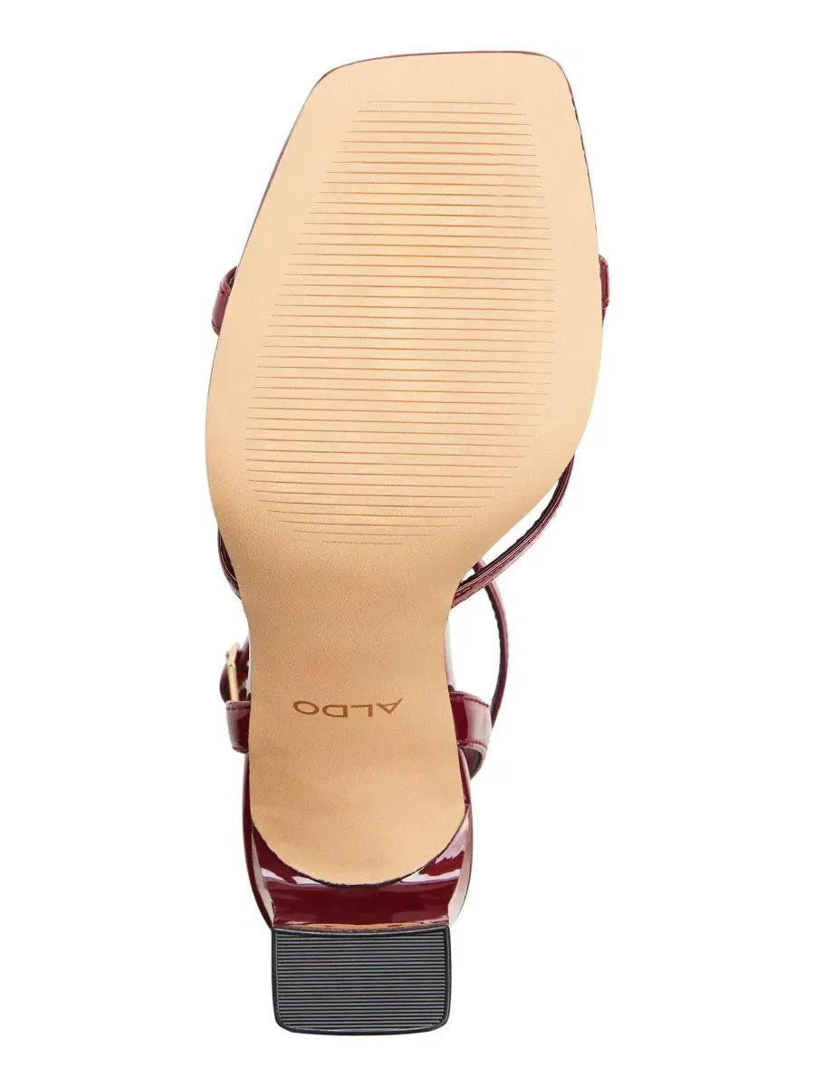 Босоножки на каблуке с регулируемым ремешком, модель Stellare Square Toe ALDO — изображение 5 из 5, темный красный