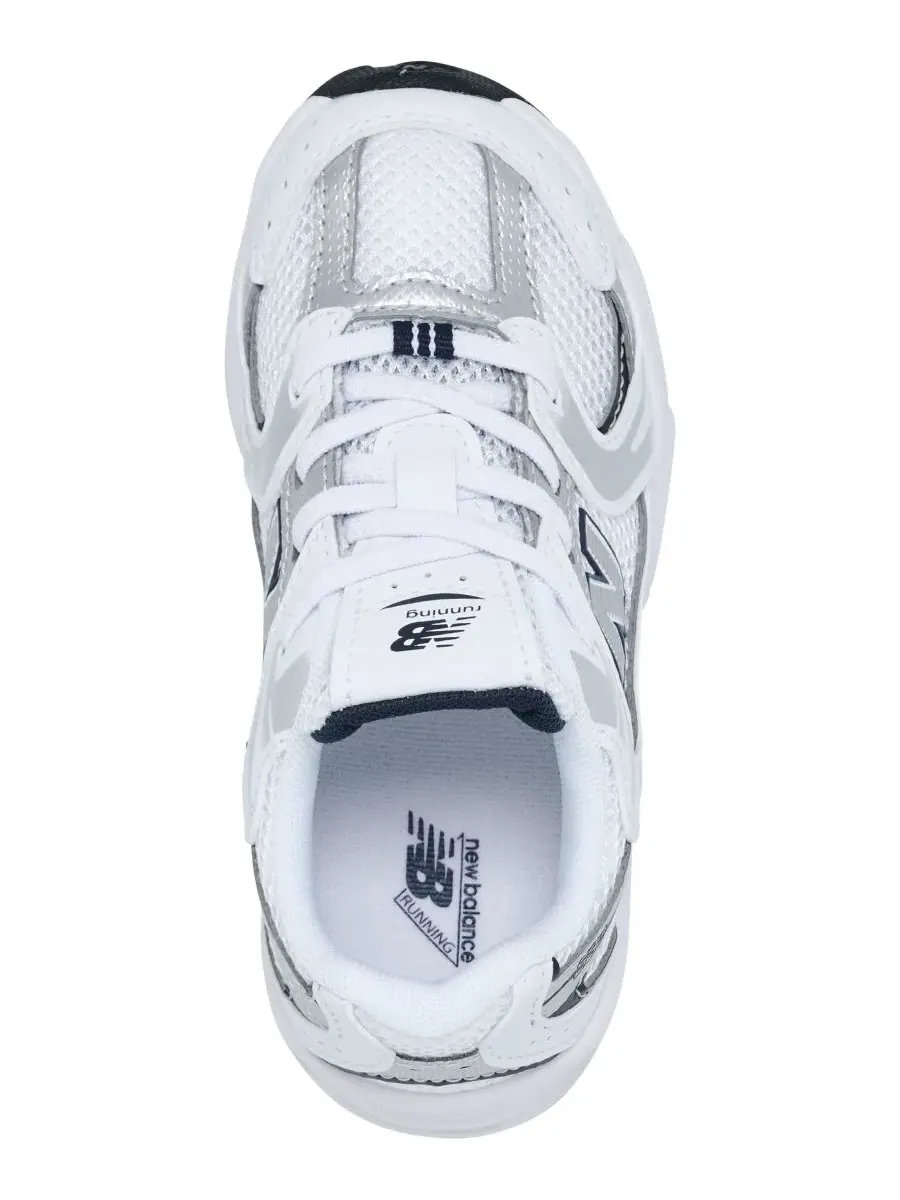 Детские кроссовки на шнуровке 530 Stretch от Finish Line New Balance — изображение 5 из 6, белый темно-синий