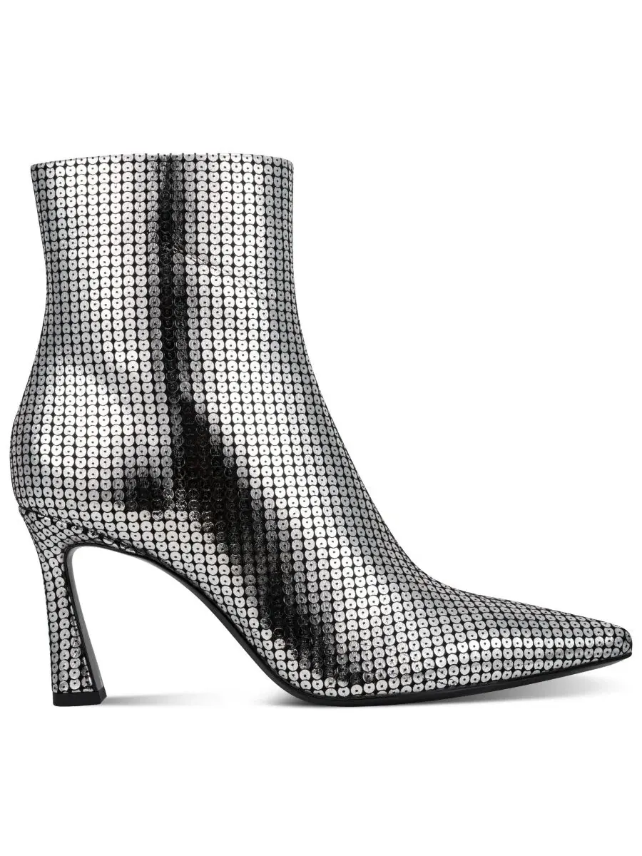 Женские ботильоны на каблуке Cayden Zipper Heeled Booties DKNY — изображение 2 из 5, серебряный
