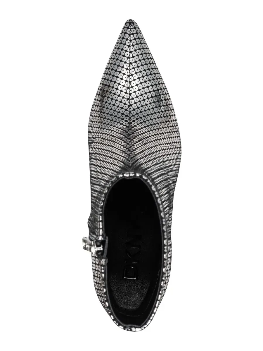 Женские ботильоны на каблуке Cayden Zipper Heeled Booties DKNY — изображение 4 из 5, серебряный