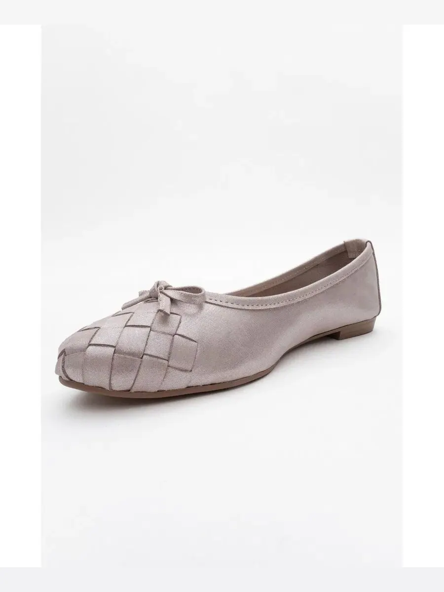 Балетки из натуральной кожи с круглым носком, Nopos Leather Cap Toe Forever & Always Shoes — изображение 4 из 6, бежевый