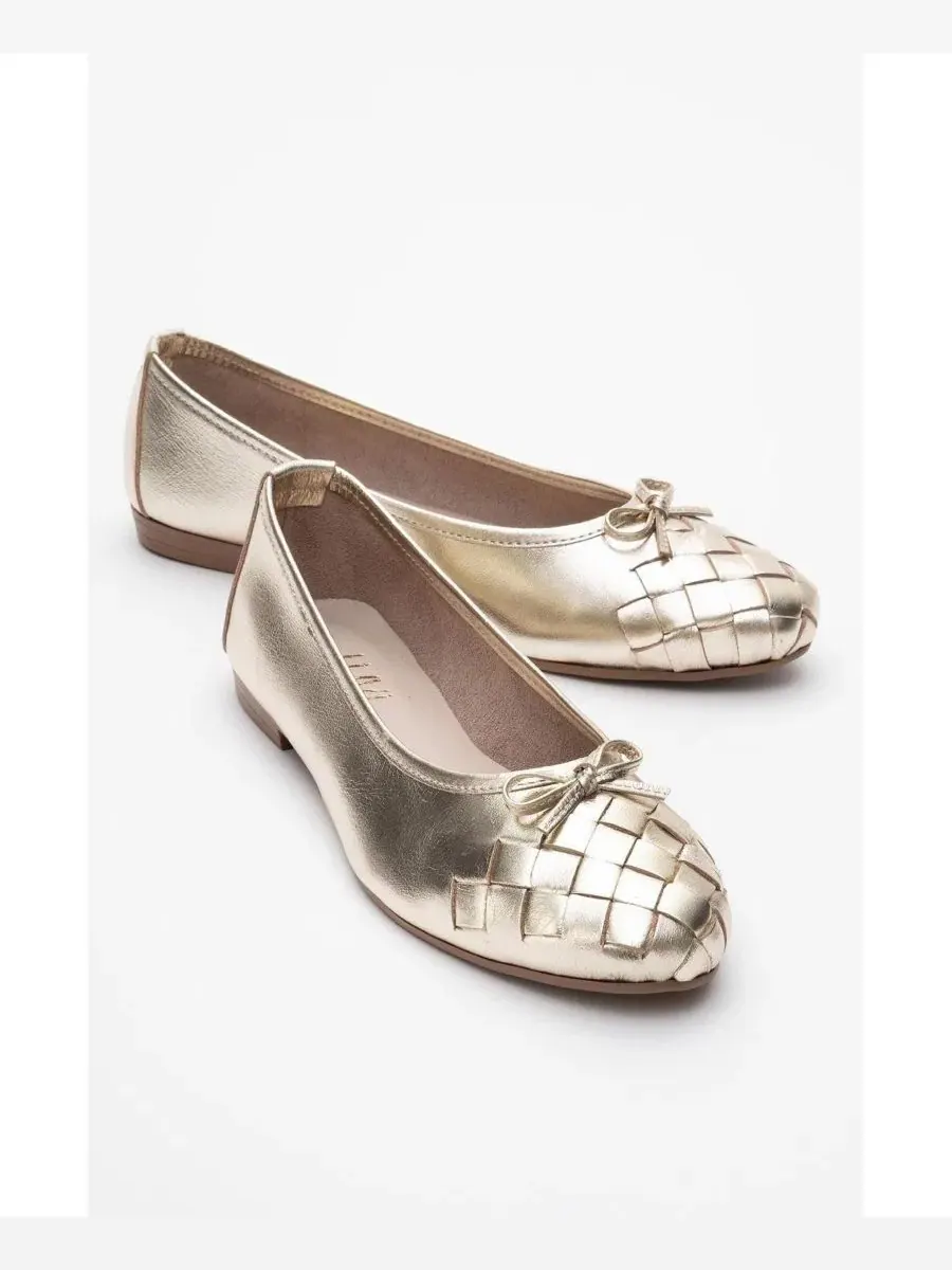 Балетки Nopos Leather Cap Toe Forever & Always Shoes — изображение 2 из 6, золото