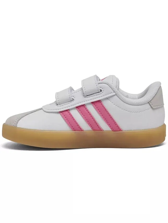 Повседневные кроссовки VL Court 3.0 для девочек Toddler Girls от Finish Line Adidas — изображение 3 из 5, белый/розовый