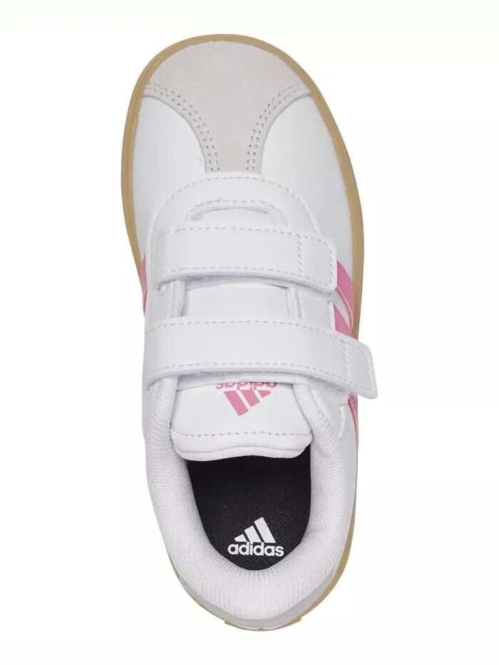 Повседневные кроссовки VL Court 3.0 для девочек Toddler Girls от Finish Line Adidas — изображение 4 из 5, белый/розовый