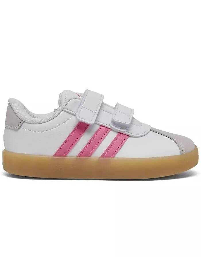 Повседневные кроссовки VL Court 3.0 для девочек Toddler Girls от Finish Line Adidas — изображение 5 из 5, белый/розовый