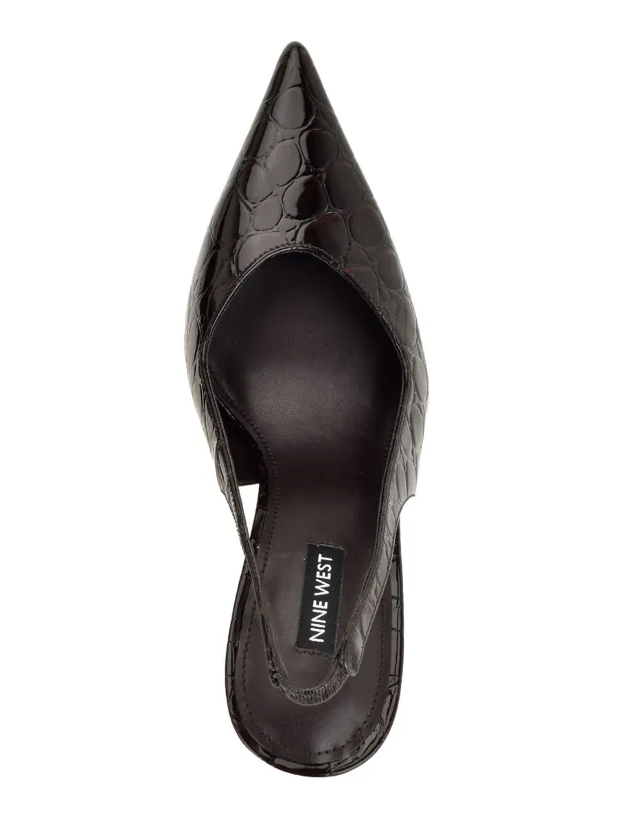 Туфли-лодочки с открытой пяткой и острым мысом Gerts Nine West — изображение 4 из 5, темный коричневый