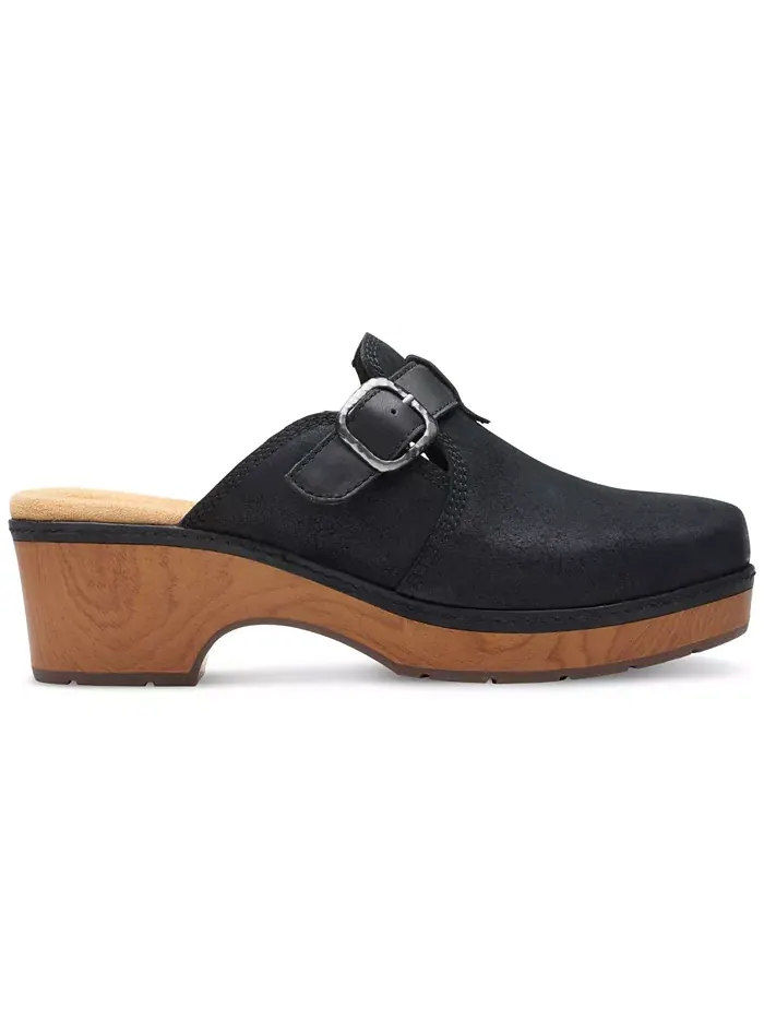 Клоги женские Clarks Paizlee Nora на платформе с пряжкой, без задника — изображение 2 из 5, черный