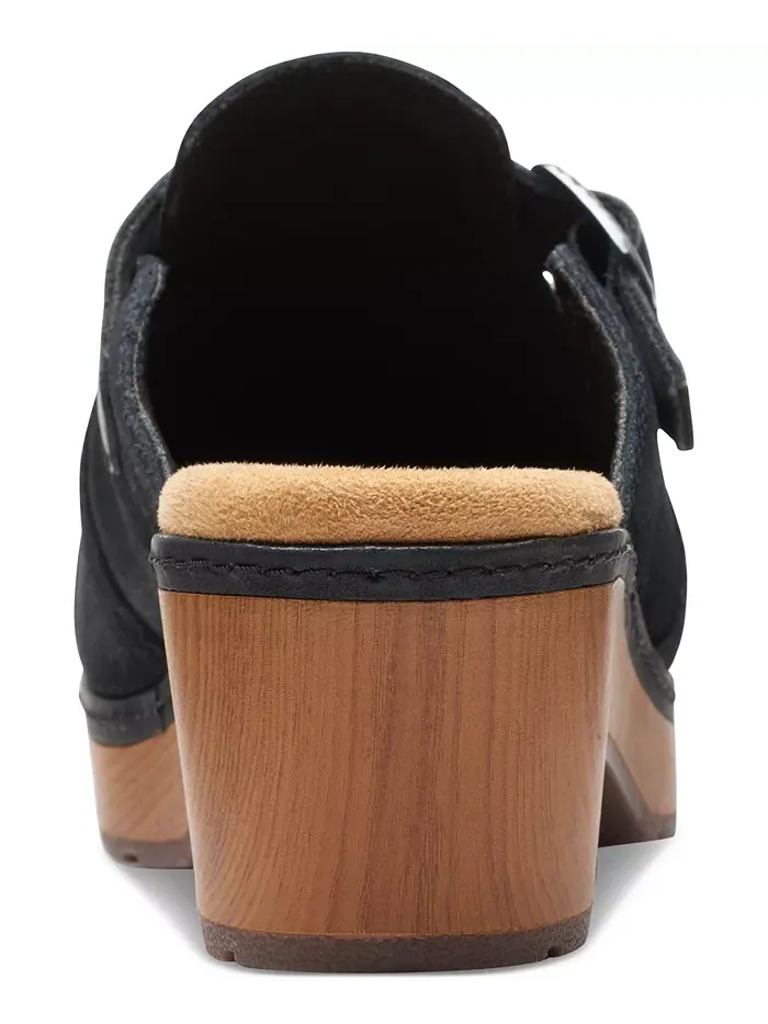 Клоги женские Clarks Paizlee Nora на платформе с пряжкой, без задника — изображение 3 из 5, черный