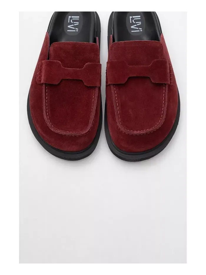 Женские кожаные клоги Laven из замши Forever & Always Shoes — изображение 2 из 5, бордовый