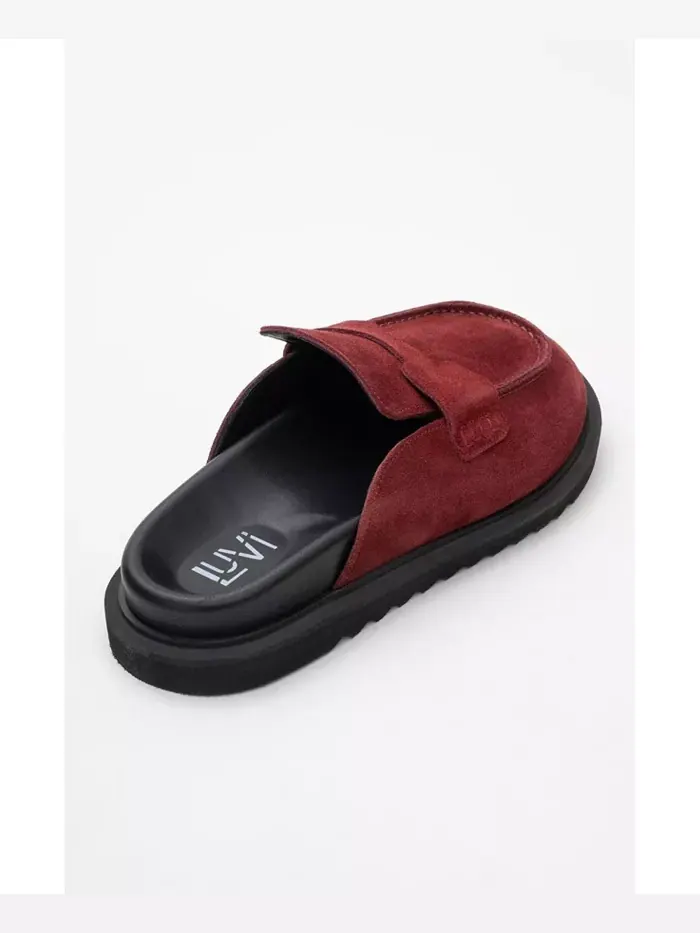 Женские кожаные клоги Laven из замши Forever & Always Shoes — изображение 3 из 5, бордовый
