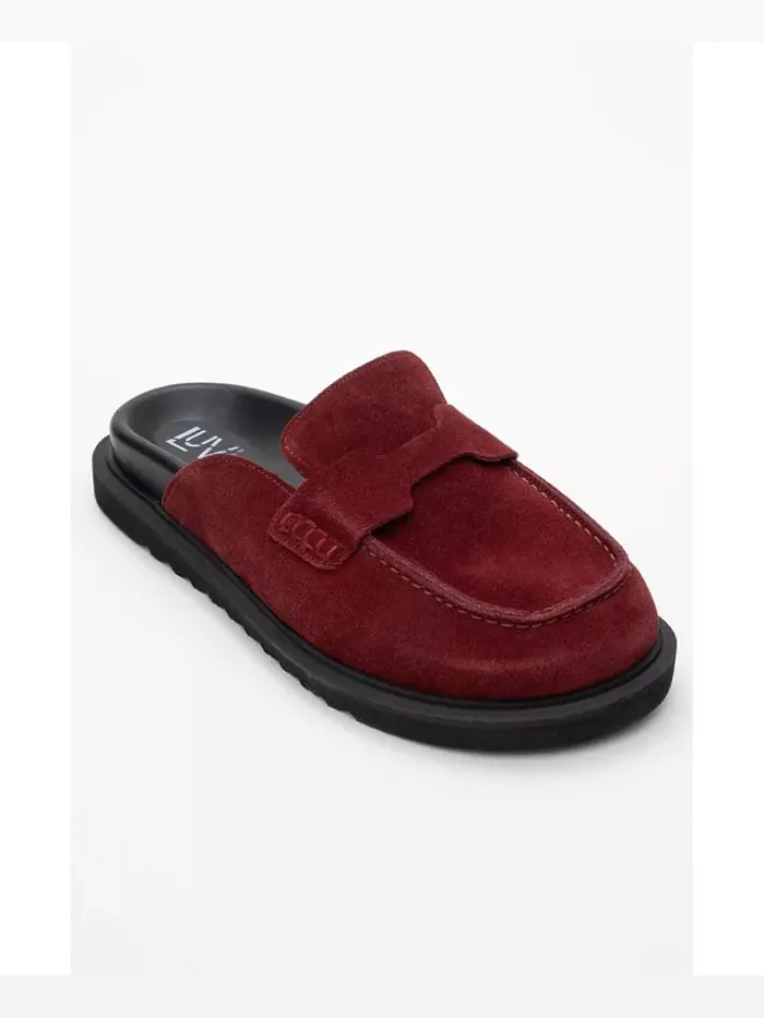 Женские кожаные клоги Laven из замши Forever & Always Shoes — изображение 4 из 5, бордовый