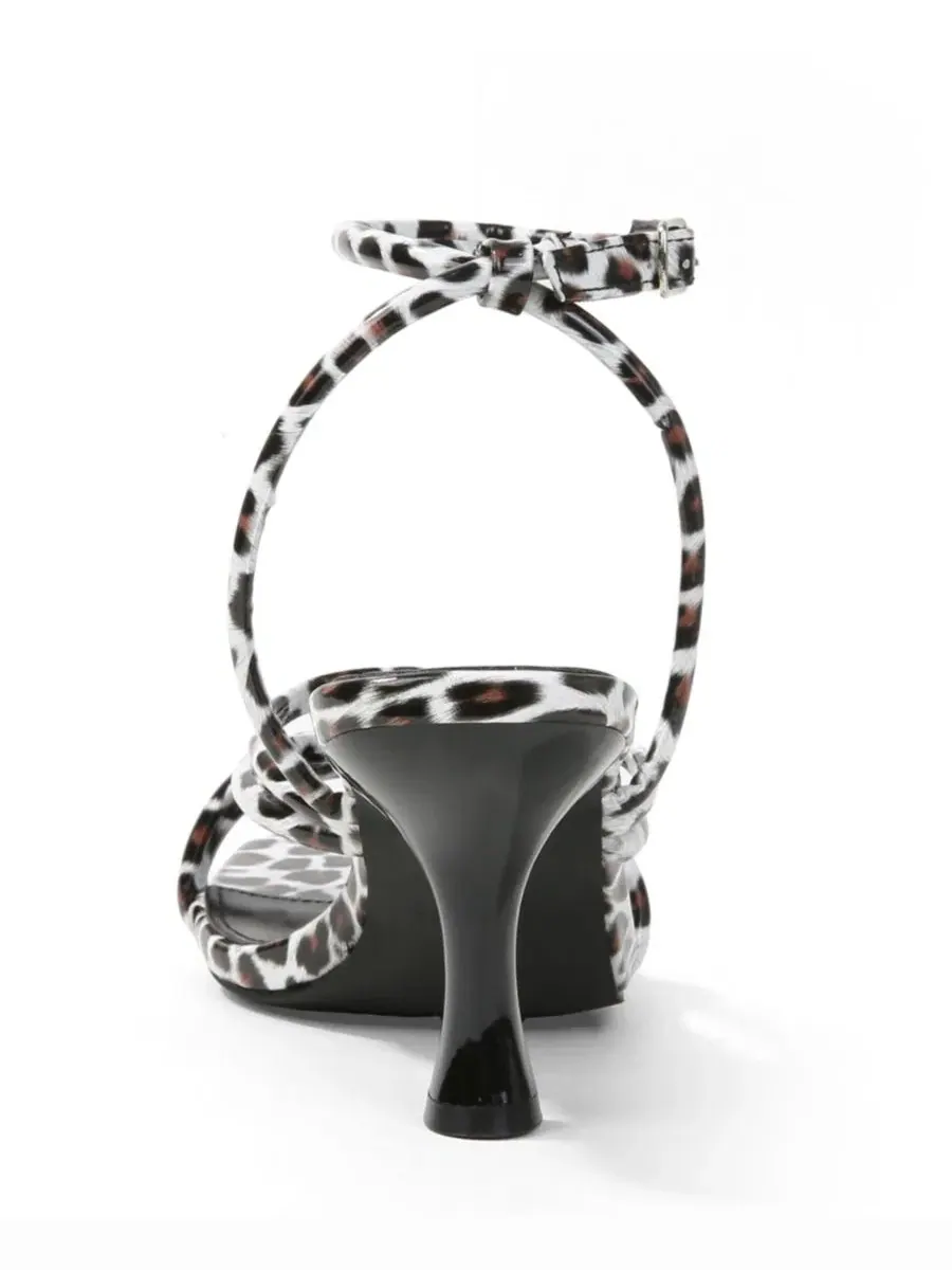 Босоножки на каблуке Jamie Tubular Strap Heeled Sandals BERNESS — изображение 4 из 7, леопардовый