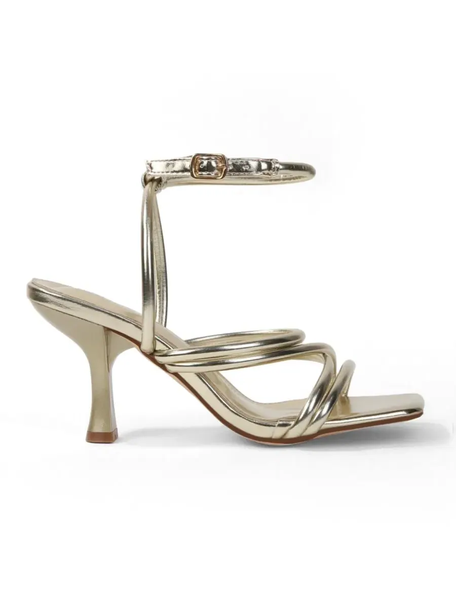 Босоножки на каблуке с трубчатыми ремешками Jamie Tubular Strap Heeled Sandals BERNESS — изображение 2 из 6, золото