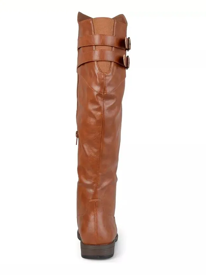 Женские сапоги Tori Extra Wide Calf с высокими коленями для верховой езды Journee Collection — изображение 3 из 5, орех