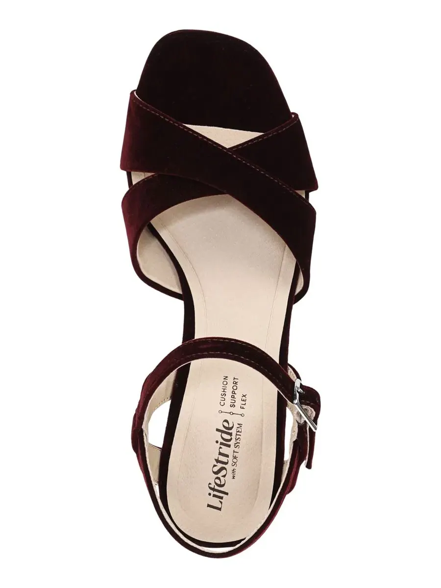Босоножки на платформе с открытым носком LifeStride, Chocolate Plum Velvet — изображение 4 из 5
