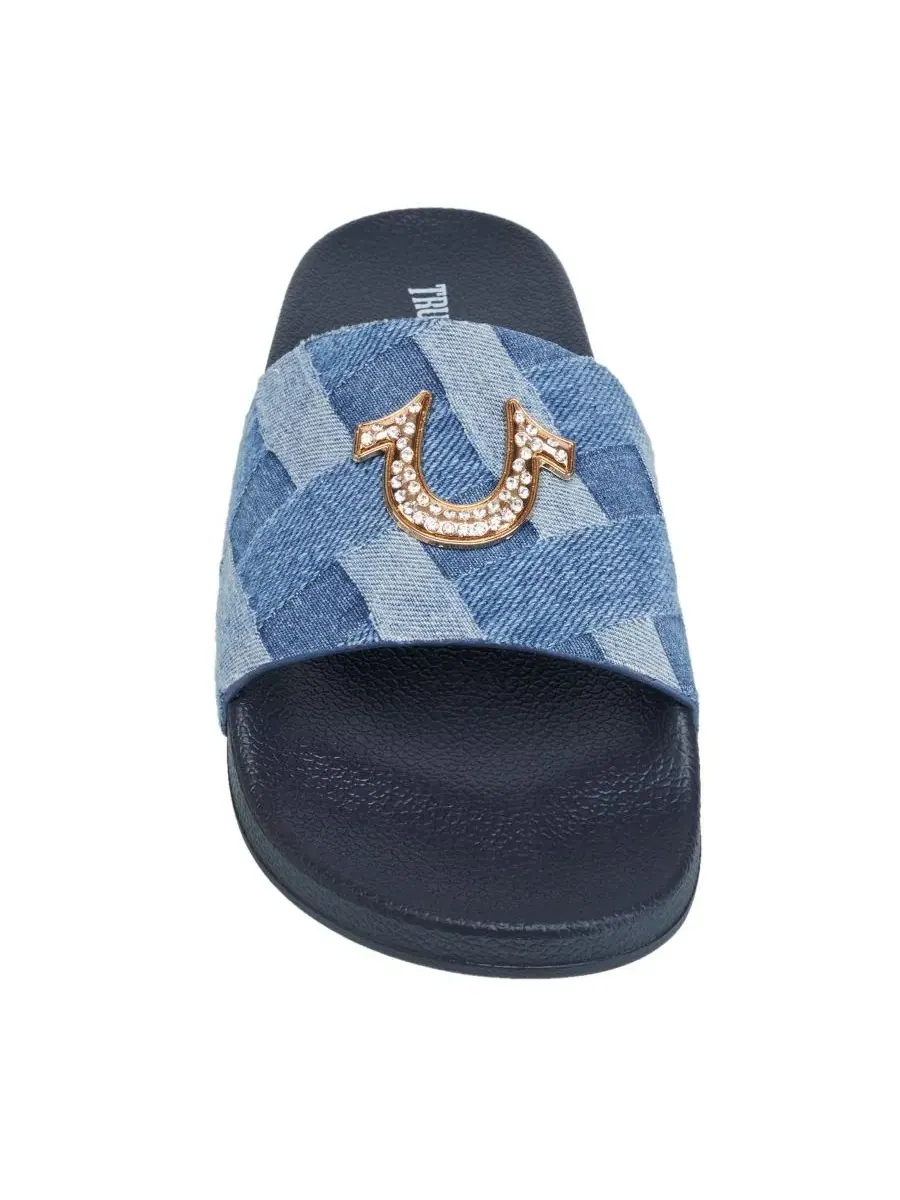 Шлепанцы True Religion Spice с принтом — изображение 4 из 5, джинсовый синий