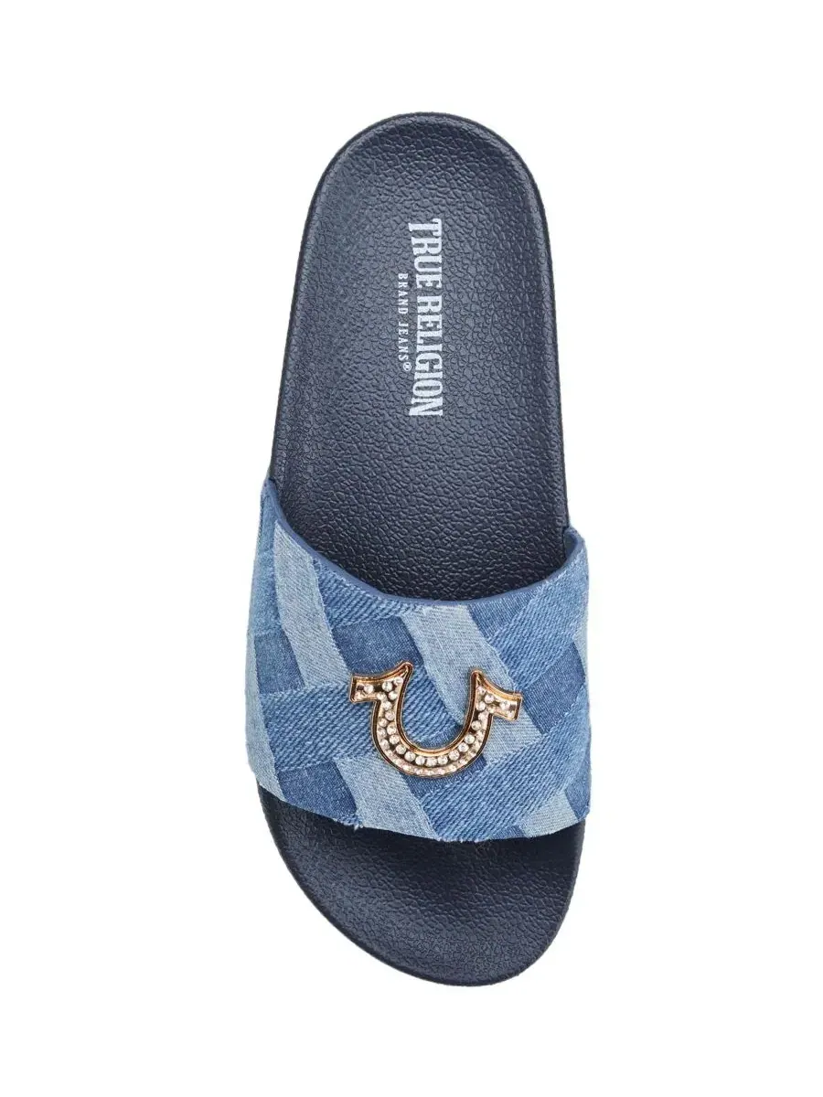 Шлепанцы True Religion Spice с принтом — изображение 5 из 5, джинсовый синий