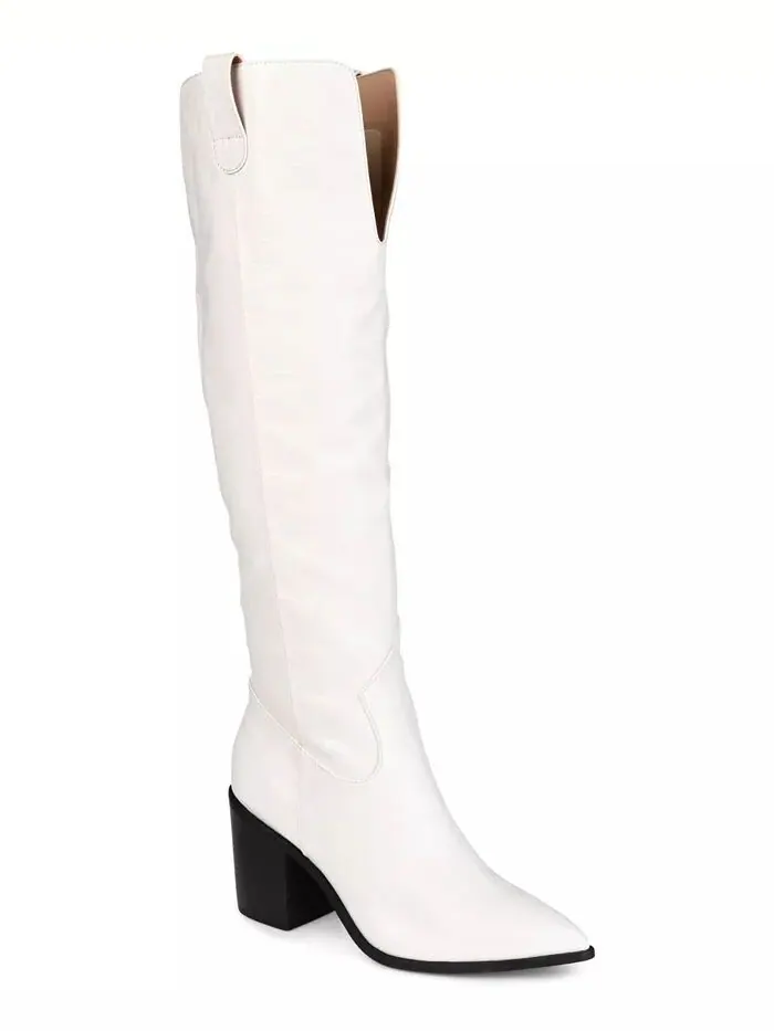 Женские сапоги Therese Extra Wide Calf на блочном каблуке до колена Journee Collection