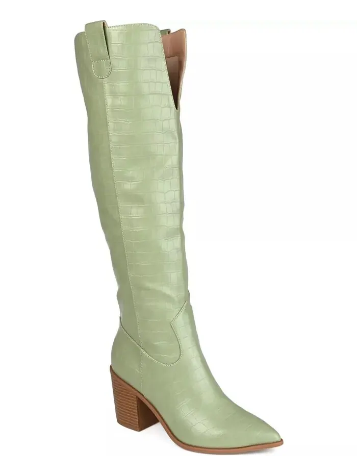 Женские сапоги Therese Extra Wide Calf на блочном каблуке до колена Journee Collection